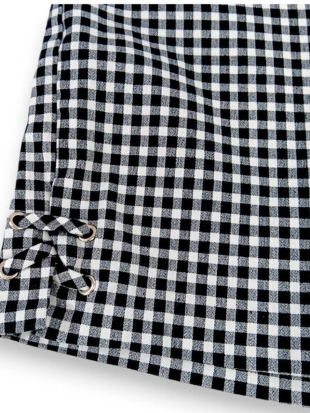 Women's Shorts SIZE 6 Gingham Checkered Black White Shorts Flat Panel Pull-On - Picture 6 of 10